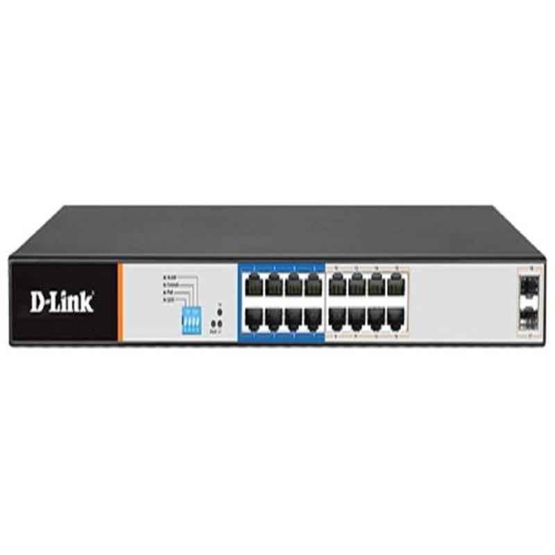 D-Link 16-Ports Gigabit PoE Switch 2 SFP Ports, DGS-F1018P-E