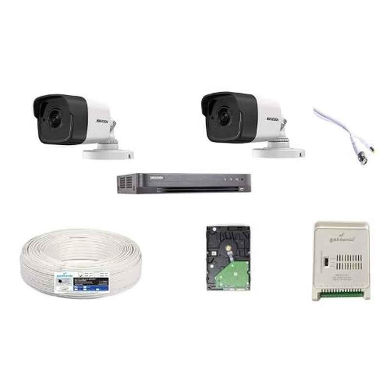 Hikvision 5MP 2 Bullet Camera, 1TB Hardisk & 8 Channel DVR Kit with all Accessories