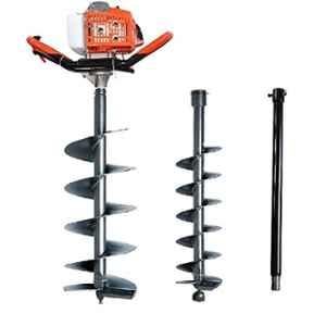Mecstroke SM-EA68 68CC 2.2kW Heavy Duty Petrol Operated Earth Auger with 4 & 6 inch Drill Bit & Extension Pipe, SM122NR