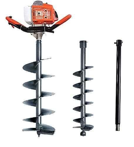 85cc Post Hole Digger 2-Stroke Petrol Gas Powered Earth Digger With 2 Extension Rods + 3 Auger Drill Bits (4" 8" & 12") For Farm Garden Plant