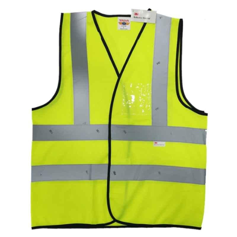 Taha Polyester Yellow 4 Line 3M Safety Jacket, SJ22, Size: L