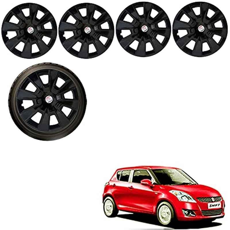 Auto Pearl 4 Pcs 14 inch ABS Black Car Wheel Cover Set for Maruti Suzuki Swift Type 3