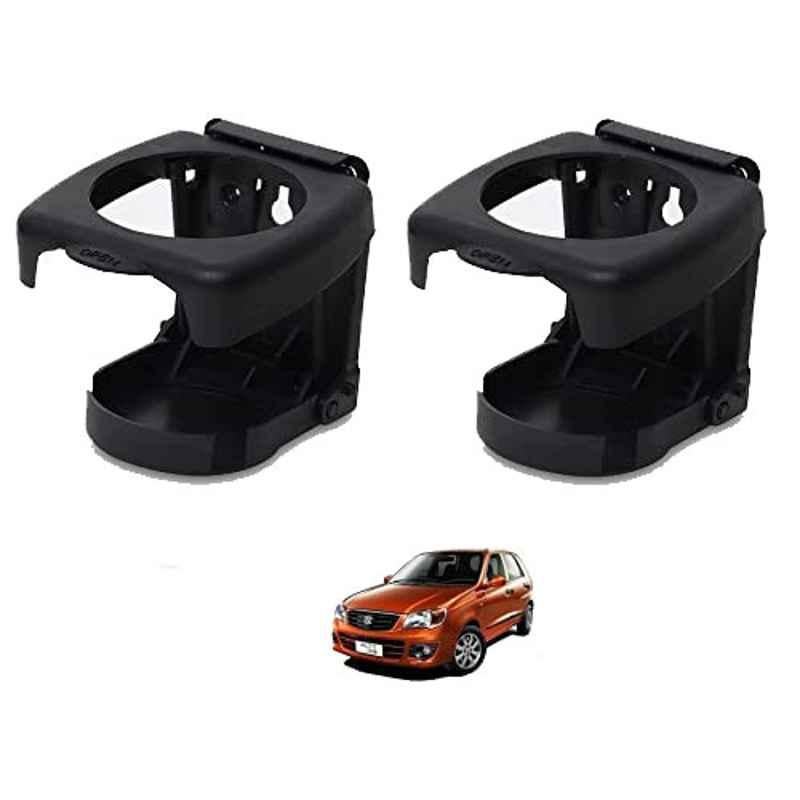 Kozdiko Plastic Black Foldable Car Drink Holder for Maruti Suzuki Alto K10 (Pack of 2)
