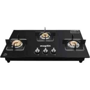 Maplin GH03 Iron 3 Burners Automatic Hob Glass Gas Stove