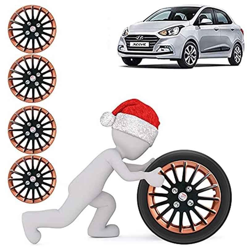 Auto Pearl 4 Pcs 14 inch ABS Copper & Black Car Wheel Cover Set for Hyundai Xcent 2017