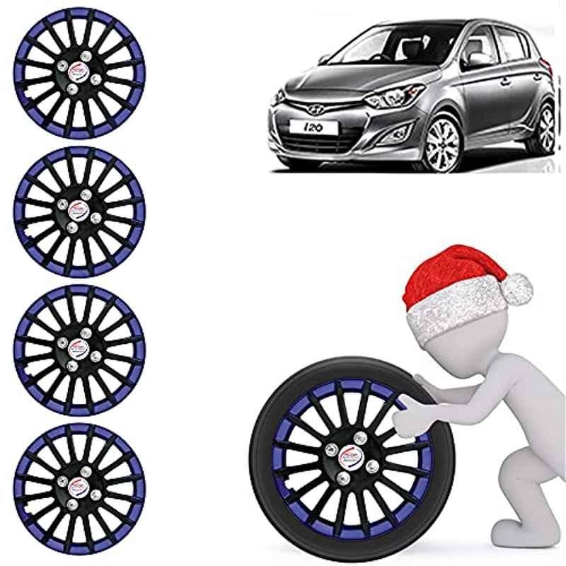 Auto Pearl 4 Pcs 14 inch ABS Black & Blue Car Wheel Cover Set for Hyundai i20 Type2