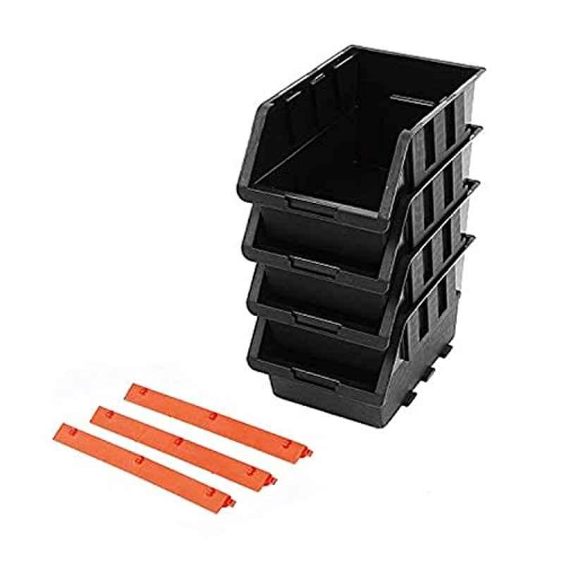 Tactix 4 Pcs Black Storage Bin Set, TTX-320606
