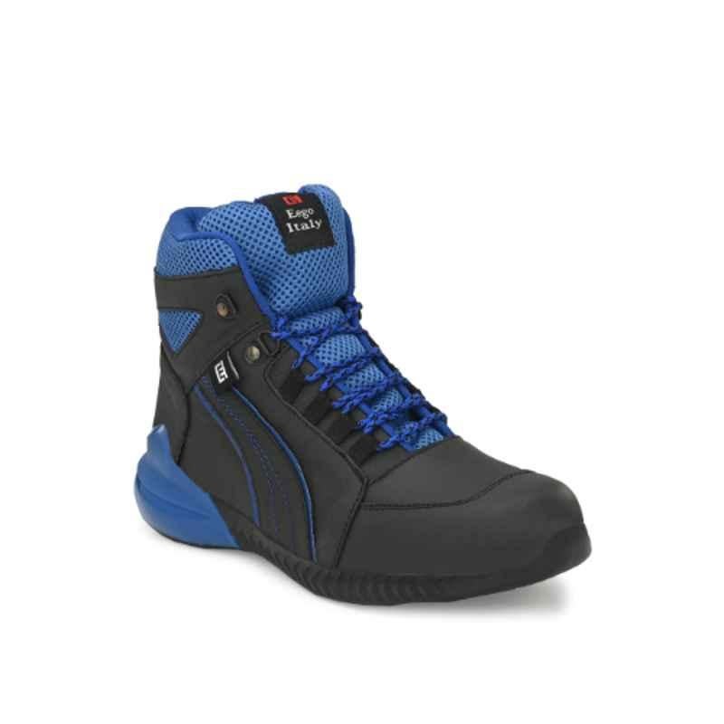 Eego Italy Leather Steel Toe Blue Work Safety Boots, Size: 11, WW-93