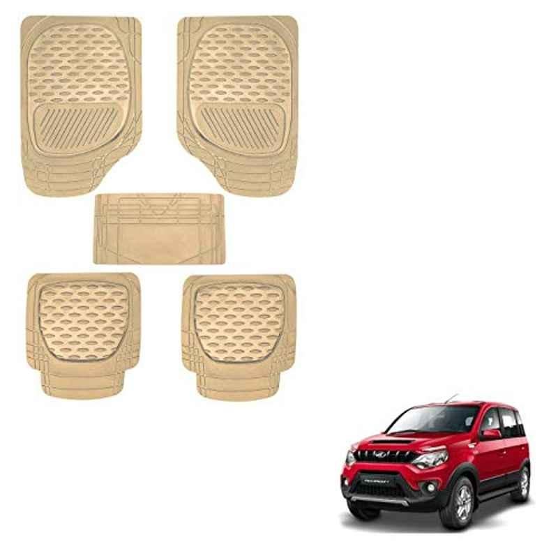 Kozdiko 6255 5 Pcs Rubber & PVC Beige Car Foot Mat Set for Mahindra Quanto