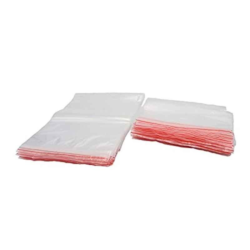 5x7 inch Polypropylene Clear & Red Zipper Bag (Pack of 100)