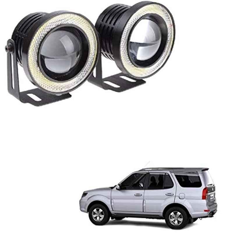 Kozdiko 2 Pcs 15W 3.5 inch High Power White LED Projector COB Fog Light Set with White Angel Eye Ring for Tata Grand Dicor, koz_72506