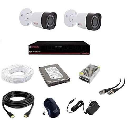 CP Plus 2.4MP 2 Pcs White & Black Camera, 4 Channel DVR & Hard Disk Kit  with All Accessories, CP_007