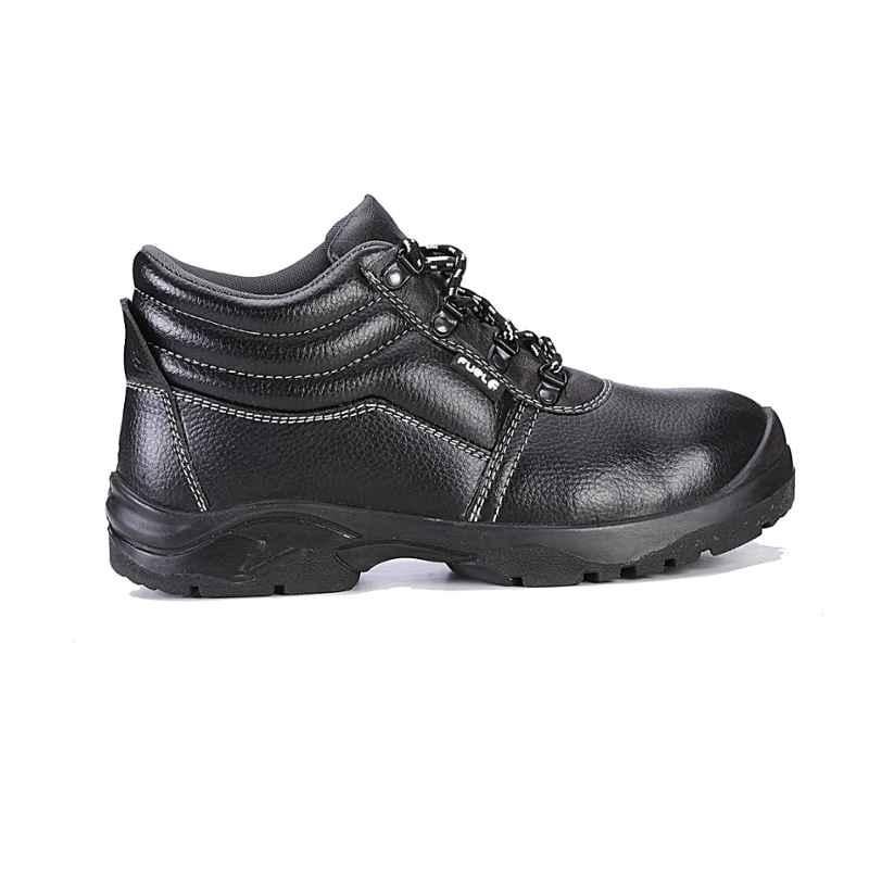 Fuel Brig H/C Black Leather Steel Toe Safety Shoes, 612-8305, Size: 8