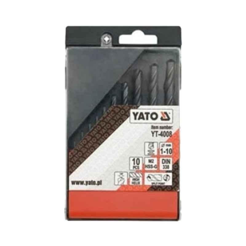 Yato 10 Pcs 1-10mm HSS Twist Drill Bit Set, YT-4008