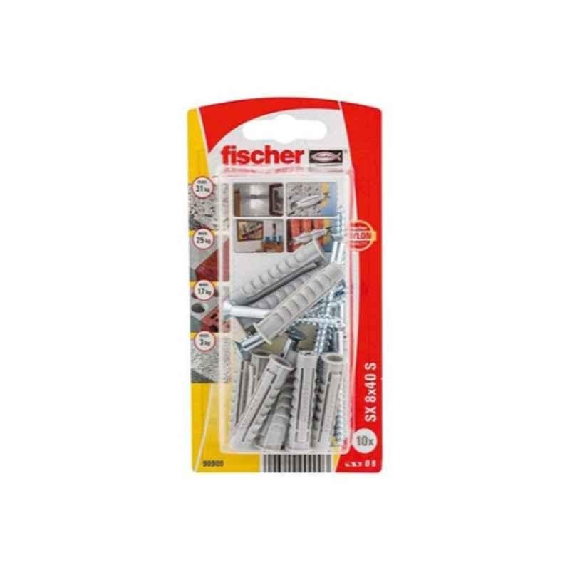 Fischer Blister S-4 GKS Expansion Fixing Plug with Screw, 14880 (Pack of 10)