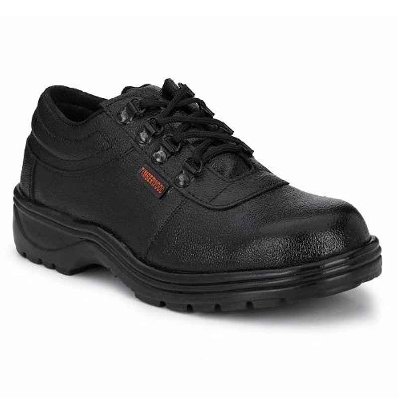 Timberwood TW41 Leather Steel Toe Black Safety Shoes, Size: 9