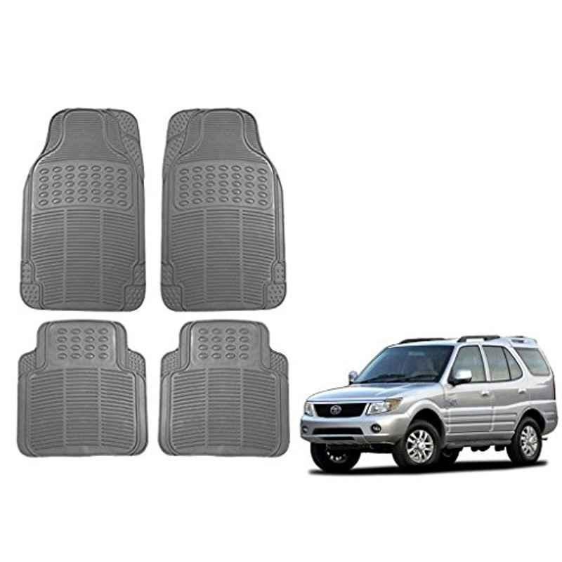 Kozdiko Grey Simple Rubber Car Foot Mat Set for Tata Safari, koz_13364