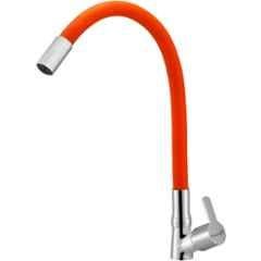Prestige EVA Brass Chrome Finish Orange Flexible Swan Neck Pillar Tap