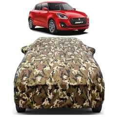 Aarex Auto Polyester Jungle 100% Waterproof Car Body Cover with Mirror Pocket, Cotton Layer, Triple Stitched & Adjustable Belt for Maruti Suzuki Swift All Models (2005-2024)