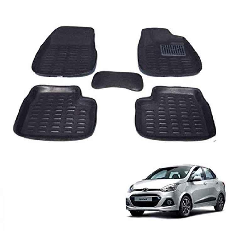 Kozdiko 3 Pcs Black 4D Foot Mat Set for Hyundai Xcent