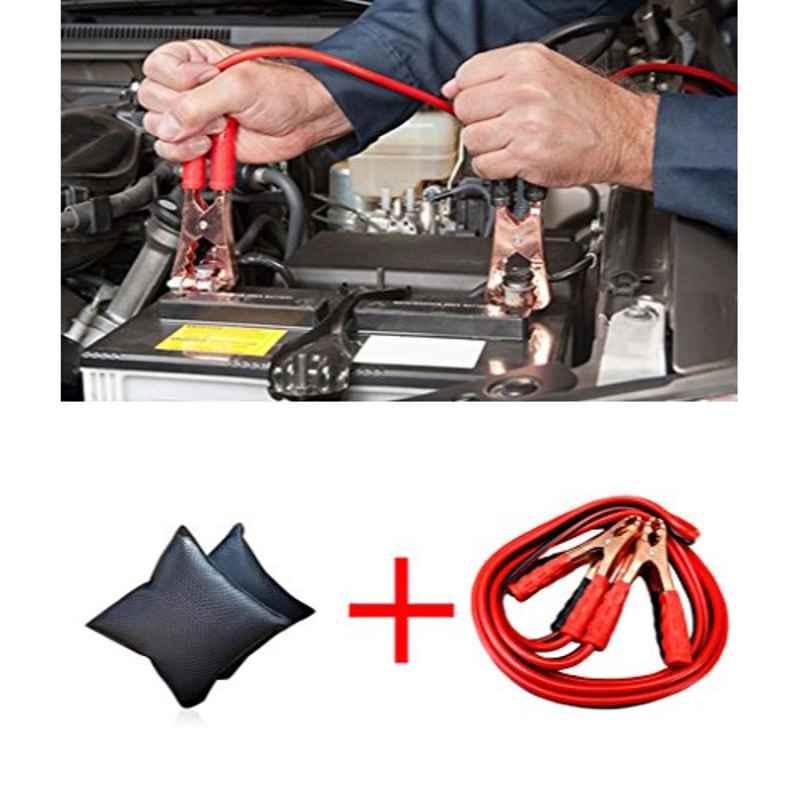 Kozdiko 500A 6ft Heavy Duty Jumper Booster Cable & Black Car Cushion Pillow Combo