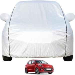 Allextreme Polyester Silver Car Cover with Mirror Pocket for Hyundai i10 2015 & 2026 Models, PV-HGI10