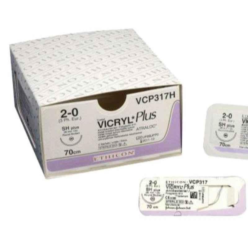Ethicon VCP947H 36 Pcs 1 Undyed Coated Vicryl Plus Antibacterial Suture Box, Size: 36 inch