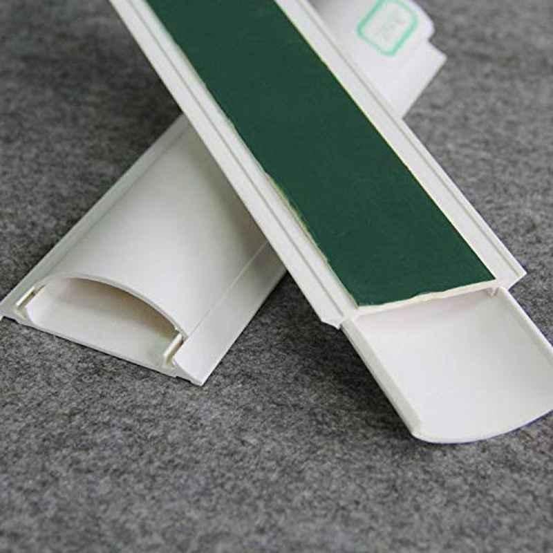 50x15mm PVC White Arc Floor Trunking with Sticker (Pack of 2)