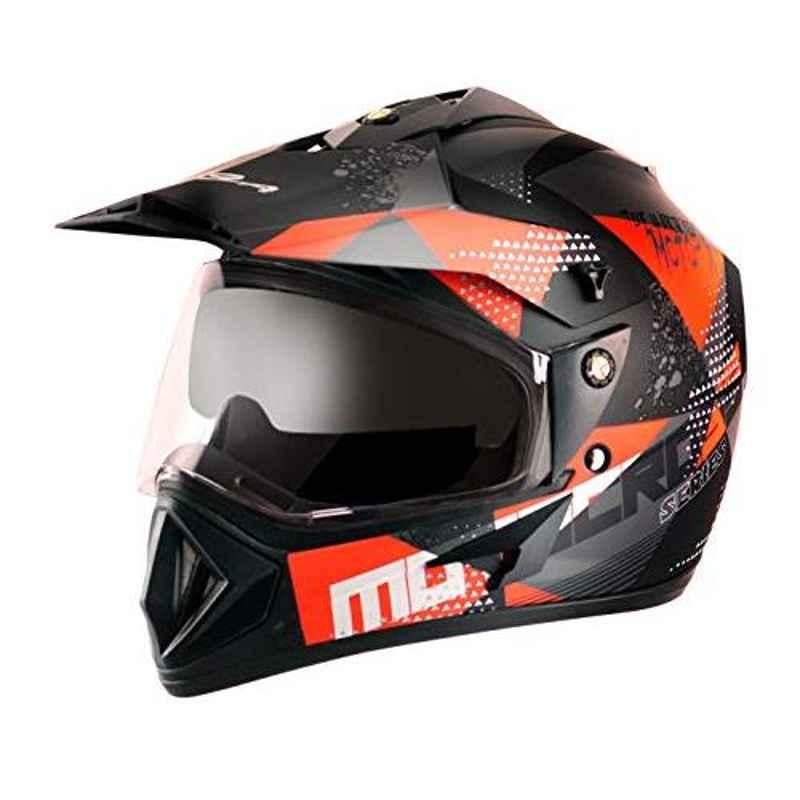Vega Medium Size Dull Black Orange Off Road D/V Moto X Motorbike Helmet