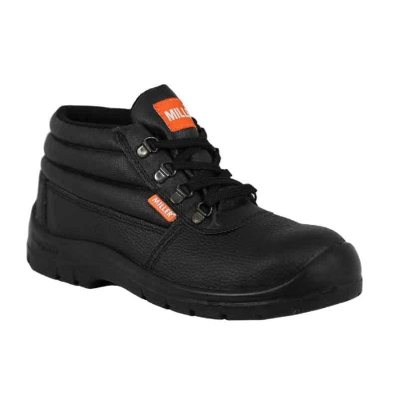 Miller SMA Leather Black Safety Shoes, Size: 40