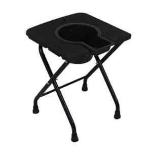 Welltrust Metal & Plastic Black U Shape Adjustable Commode Stool with Pot, WLT-773