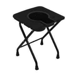 Welltrust Metal & Plastic Black U Shape Adjustable Commode Stool with Pot, WLT-773