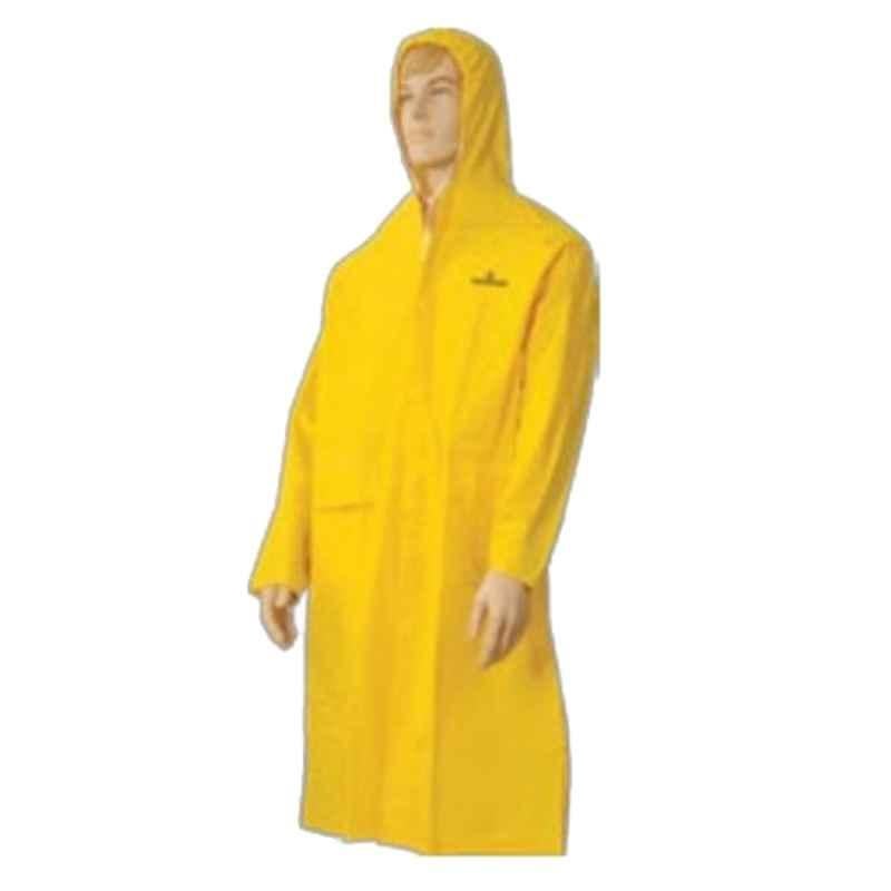 Techtion Monsoon Coat Drypro PVC Polyester Rain Coat, Size: M, Yellow
