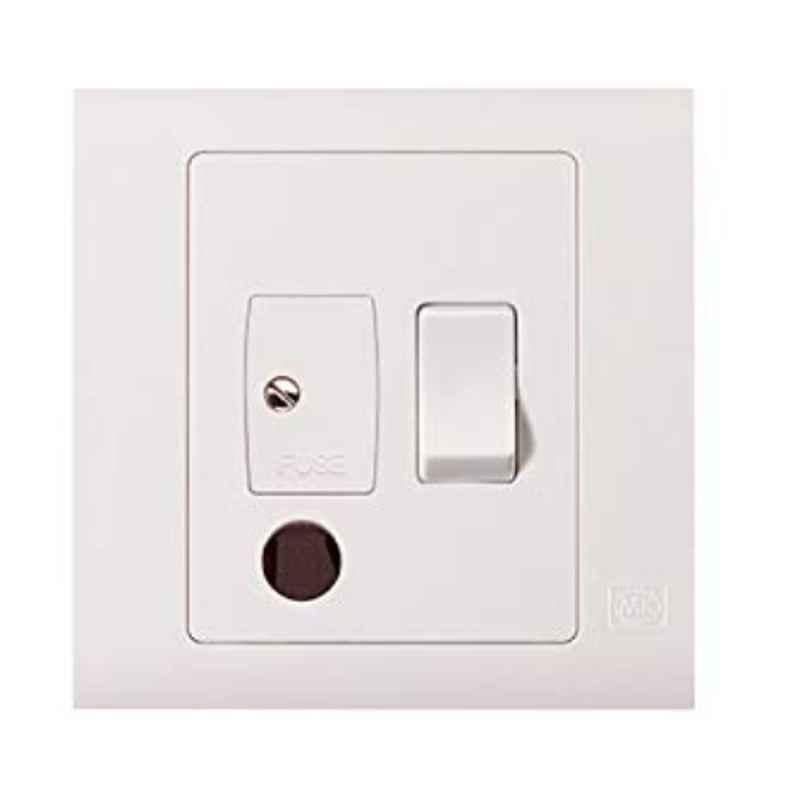 MK Electric 13A 1 Gang Polycarbonate Switch with Fuse & Flex, MV1041WHI