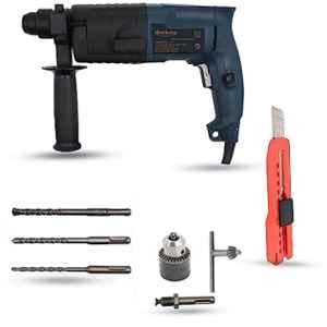 Walkers 750W Forward & Reverse Rotation Hammer Impact Drill Machine with 3 Bits, Drill Chuck, SDS Adapter & Utility Knife, WKCB344