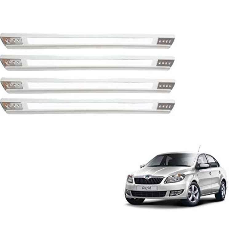 Kozdiko 4 Pcs Designer White Dotted Bumper Protector Set for Skoda Rapid