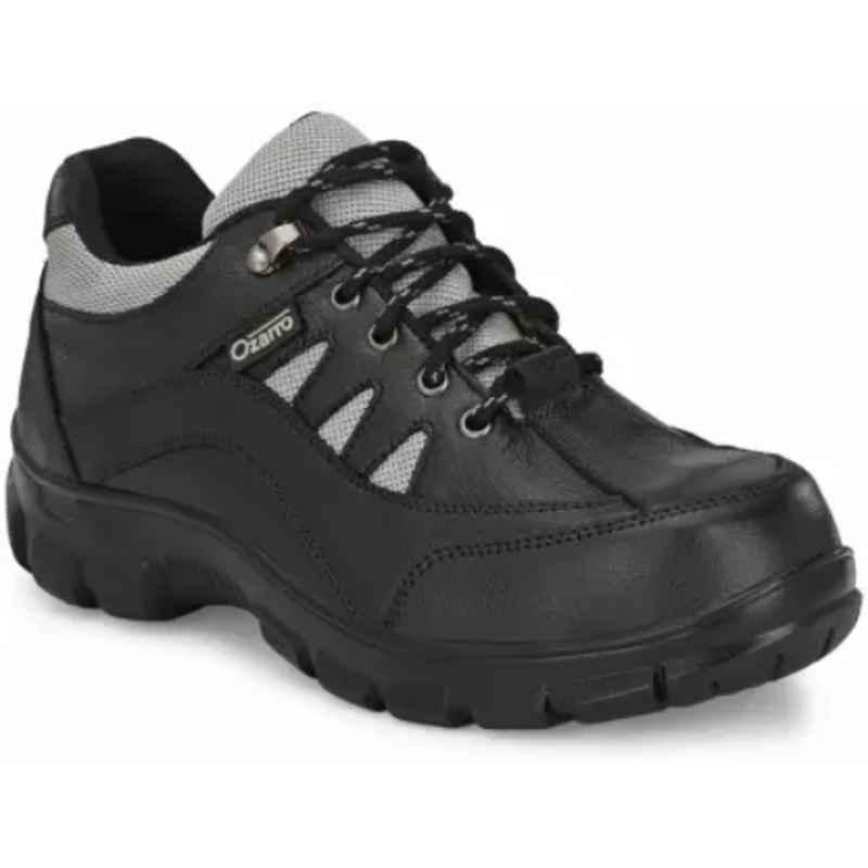 Ozarro Leather Steel Toe Black Safety Shoe, S4410BLACK, Size: 11