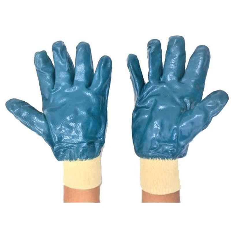 SSWW Blue Nitrile Coated Hosiery Gloves with Jurcy Cuff