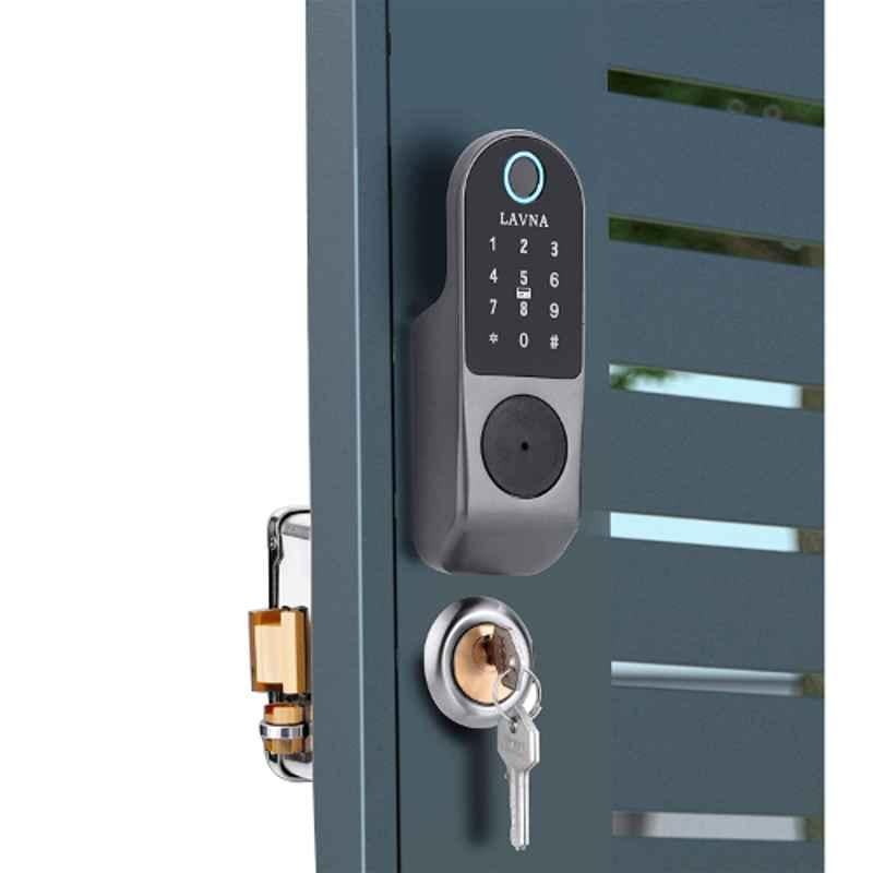 Lavna L-E50 Black & Grey Smart Digital Door Lock for Wooden & Metal Door
