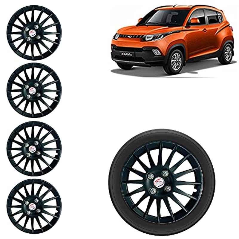 Auto Pearl 4 Pcs 14 inch ABS Black Premium Car Wheel Cover Set for Mahindra KUV100 NXT