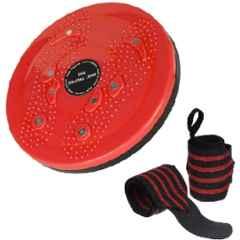 Shopeleven 120kg ABS Red Acupressure Magnetic Tummy Twister with Gym Wrist Band
