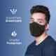 Arcatron 10 Pcs 3 Layer Polyester Black Washable Face Mask Set with Adjustable Ear Loop, MK-ULT-M-B10, Size: Medium