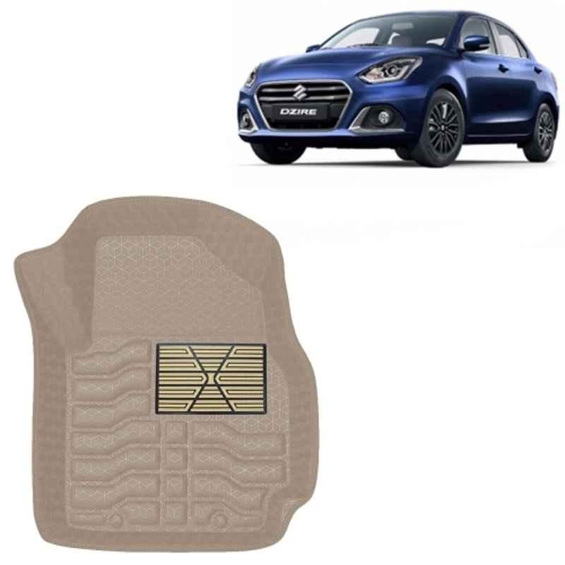 Kingsway 3 Pcs Premium 4.5D 100% Waterproof Tray Shape PVC Beige Car Floor Mat Set for Maruti Suzuki Swift Dzire 2020 to 2024 All Model