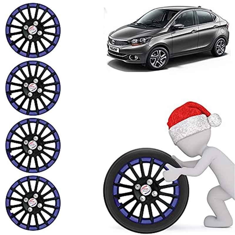 Auto Pearl 4 Pcs 13 inch ABS Black & Blue Car Wheel Cover Set for TATA Tiago