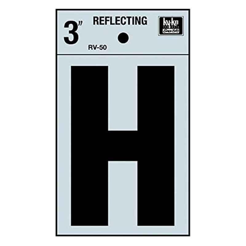 HY-KO RV-50/H 3 inch Vinyl Black Reflective Letter H, 107117