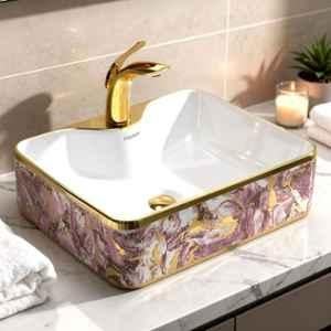 Plantex Table Top Wash Basin for Bathroom/Designer Ceramic Washbasin/Countertop Vessel Sink Basin (19x15x5.5 Inch)