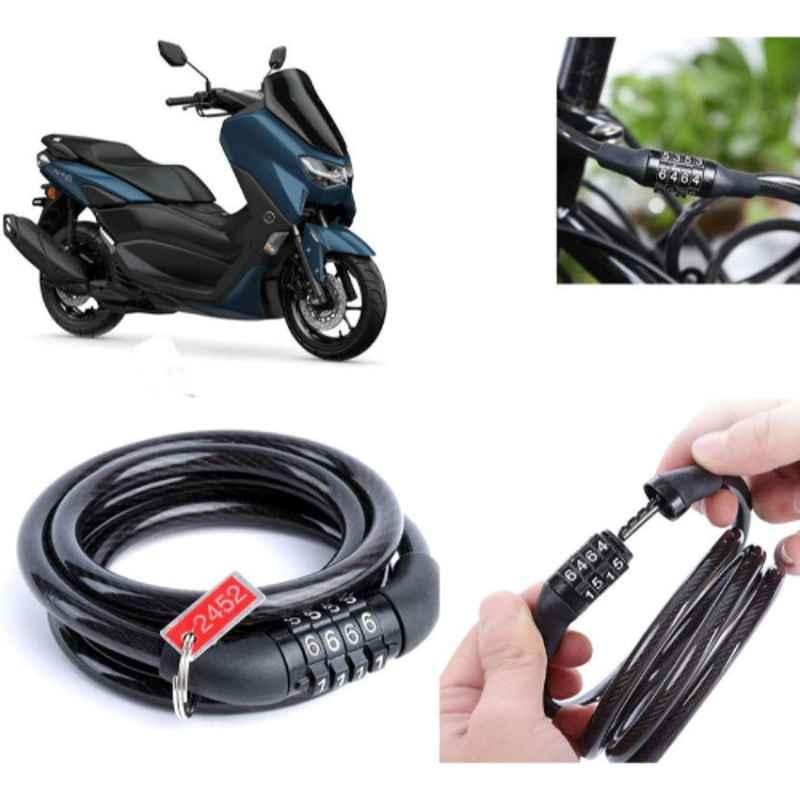 Auto Pearl PVC & Plastic Black Combination Cable Lock for NMax 155 BS6