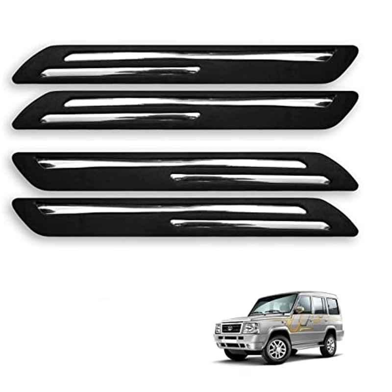 Kozdiko 4 Pcs Rubber Black Double Chrome Strips Car Bumper Protector Guard Set for Tata Sumo
