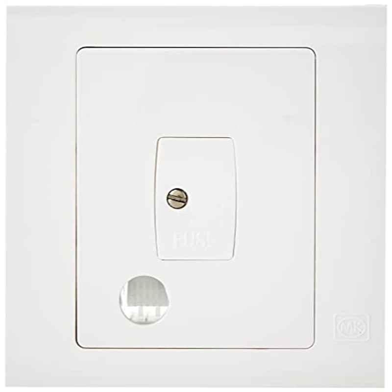 MK Electric 13A 1 Gang Polycarbonate Fused Switched with Flex, MV1031WHI