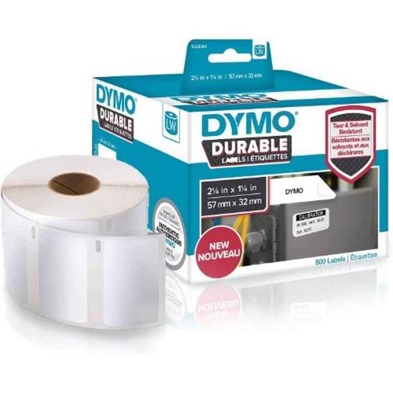 Dymo 1933084 2.25x1.25 inch White Direct Thermal Durable Plastic Label Writer Roll, Capacity: 800 Labels